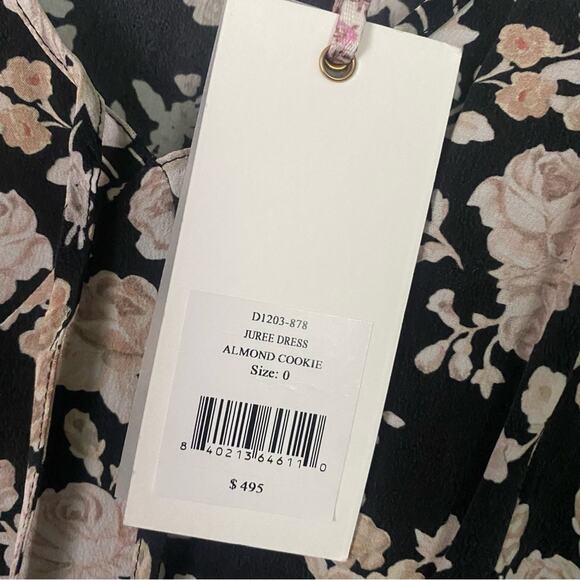 LOVESHACKFANCY Silk Floral Mini Dress 3/4 Sleeve Coquette Feminine NEW XXS 0 - Picture 7 of 10